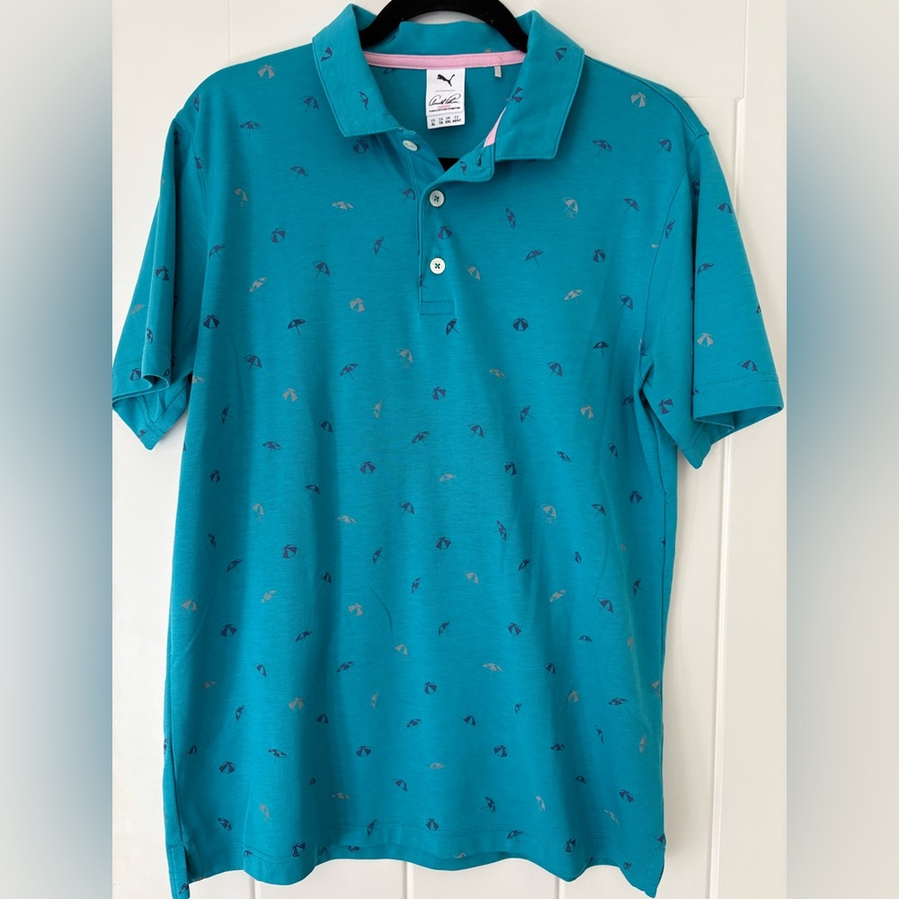 Puma Turquoise Polo with Umbrella Design